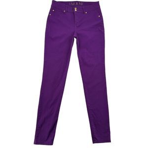 IMAN Sz 12 Tall Skinny Jeans Purple Gold Jeggings High Waisted Pockets Stretch
